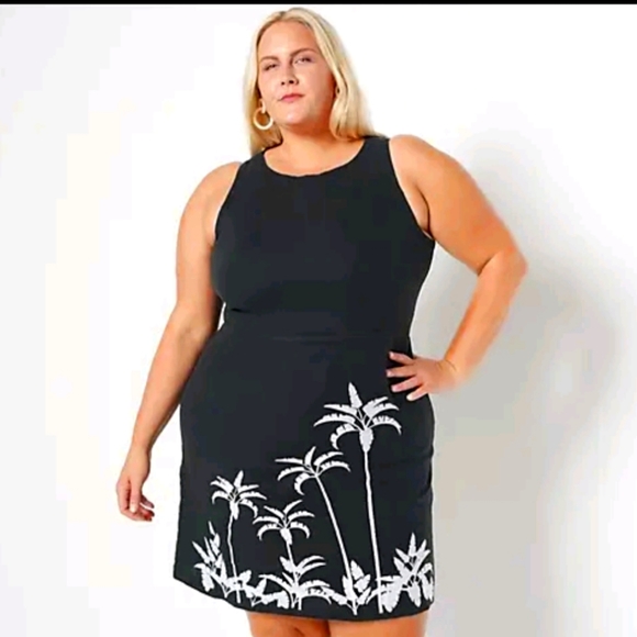 New Jason Wu Linen Embroidered Palm Tree Dress 22W - Picture 1 of 11